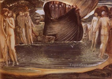 Diseño para las sirenas Prerrafaelita Sir Edward Burne Jones Pinturas al óleo